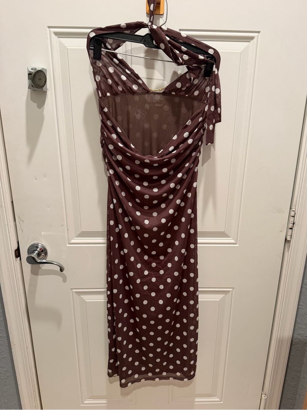 Caroline Constas Brown Polka Dot Halter Cover Up Maxi Dress sz M - Picture 4 of 7